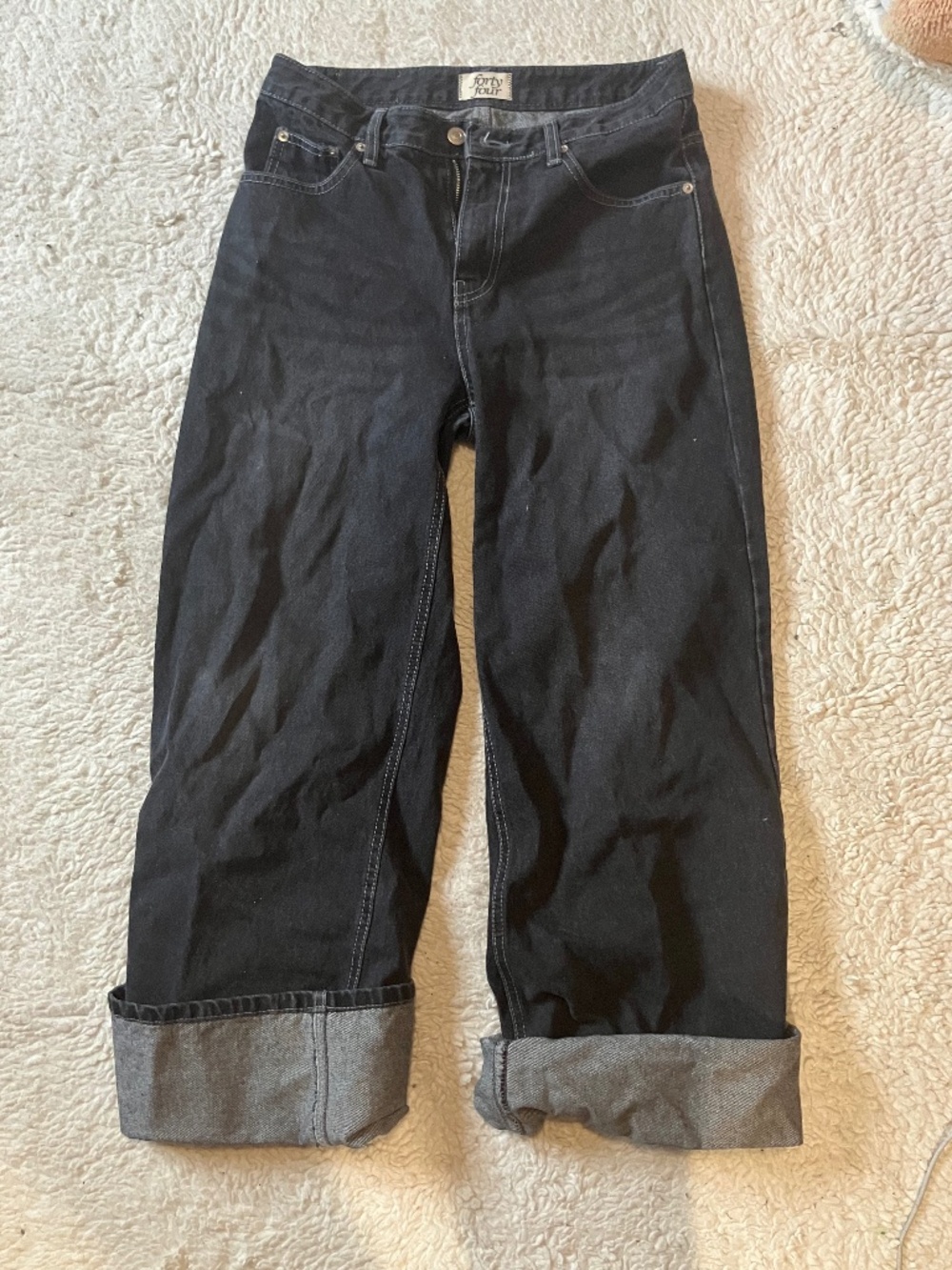 BNWOT Black Low Rise Baggy Wide Leg Jeans